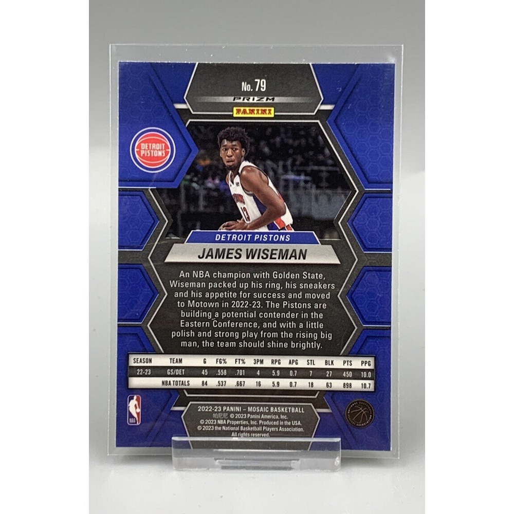 Panini Mosaic 2022 James Wiseman Pistons #79 Yellow Reactive‎ Prizm - Picture 2 of 3